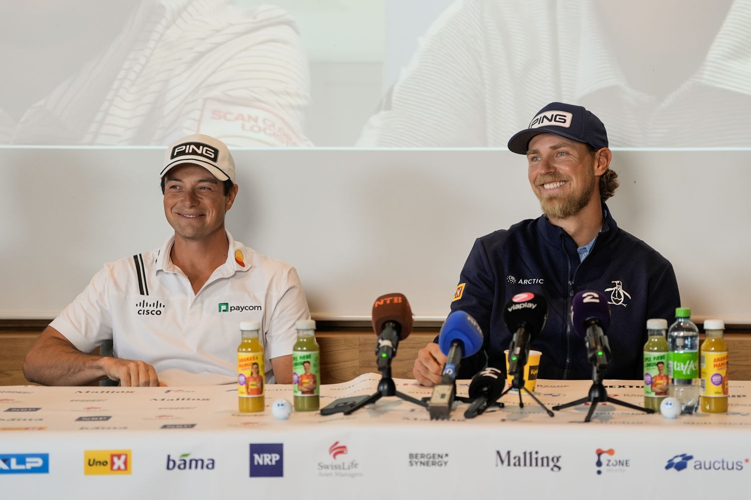 Arkivfoto fra pressekonferanse med Viktor Hovland og Kristoffer Reitan under NextUp Invitational på Oslo Golfklubb.